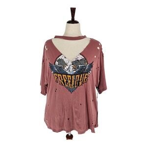 Iris Thrashed Choker Free Love Graphic Tee Womens 2XL NEW Boho Grunge FairyGoth